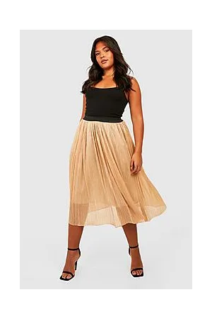 Boohoo Plus Metallic Tulle Mesh Midi Skirt