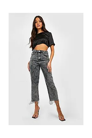 Boohoo Diamante Fringe High Waisted Kick Flared Jeans