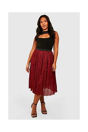 Boohoo Plus Metallic Tulle Mesh Midi Skirt