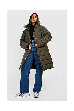 Boohoo Faux Fur Trim Longline Parka