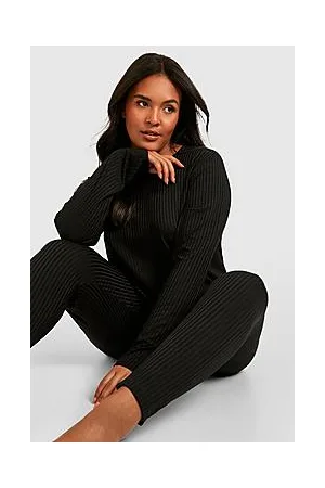 Boohoo Plus Oversized Rib Top And Legging Loungewear Co-ord