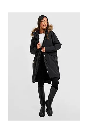 Boohoo Faux Fur Trim Parka Coat