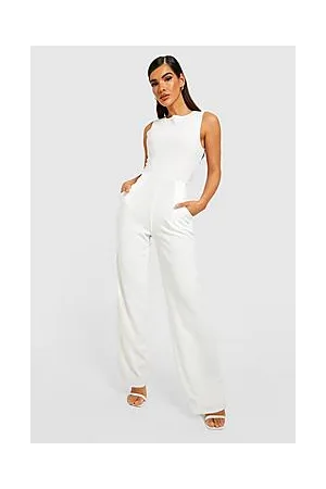 Boohoo Round Neck Textured Jumpsuit