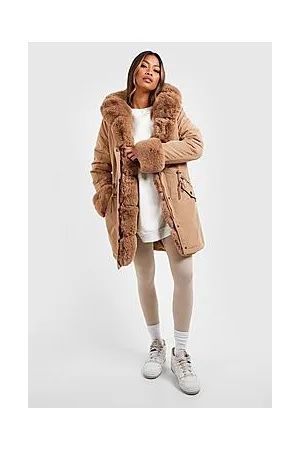 Boohoo Luxe Faux Fur Trim Collar And Cuff Parka