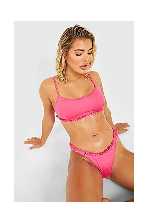 Boohoo Scoop Frill Bikini Top