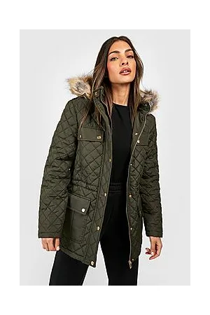 Boohoo Faux Fur Trim Parka