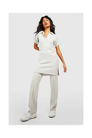 Boohoo Wide Knit Longline Top & Trouser Co-ord