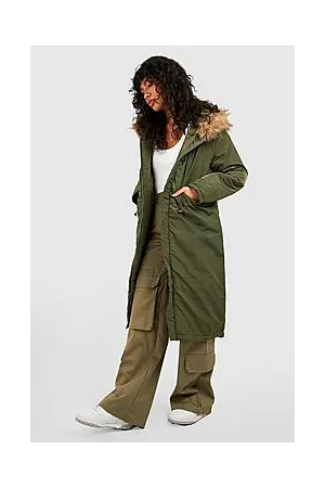 Boohoo Faux Fur Trim Parka Coat