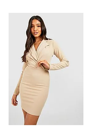 Boohoo Long Sleeved Wrap Tailored Mini Dress