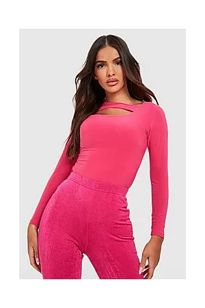 Boohoo Double Layer Slinky Cut Out Long Sleeve Bodysuit