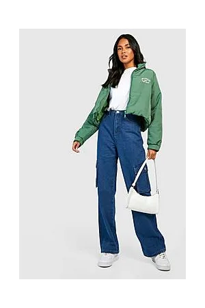 Boohoo Sporty Embroidered Crop Puffer