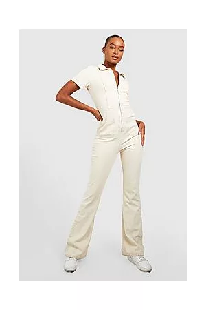 Boohoo Tall Cord Zip Front Flared Boiler Suit