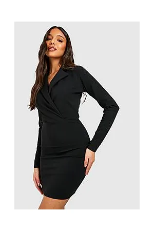 Boohoo Long Sleeved Wrap Tailored Mini Dress