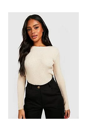 Boohoo Rib Knit Crew Neck Long Sleeve Top