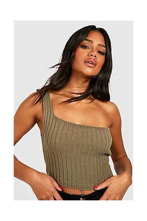 Boohoo Rib Knitted One Sleeve Crop Top