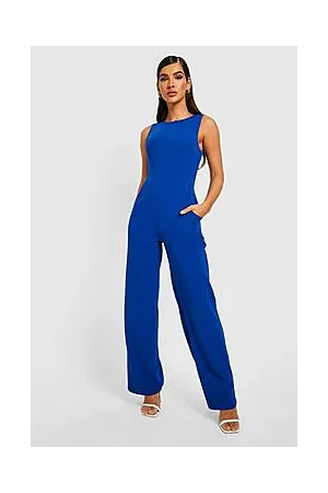 Boohoo Round Neck Textured Jumpsuit