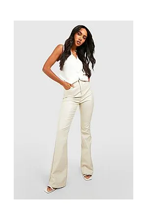 Boohoo High Waisted Pu Coated Flared Jeans