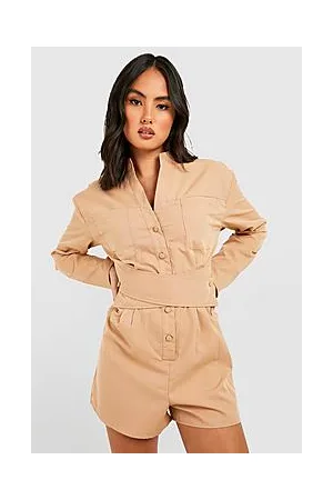 Boohoo Wrap Detail Collarless Utility Playsuit