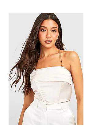 Boohoo Chain Strap Drape Corset Top