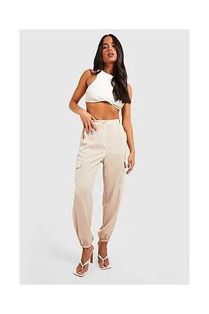 Boohoo Petite Satin Cargo Joggers