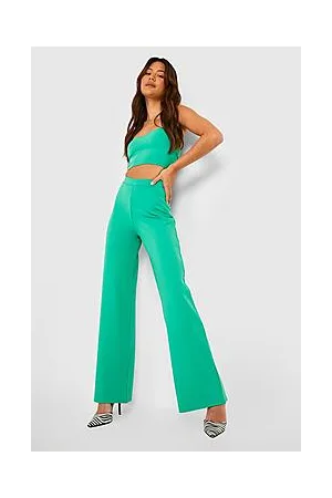 Boohoo Petite Bandeau Bralet And Wide Leg Trouser Co-ord