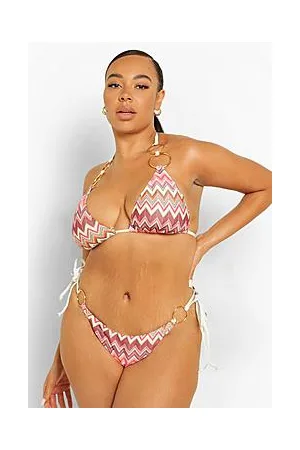 Boohoo Plus Patterned Ring Triangle Bikini Top