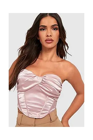 Boohoo Ruched Bust Satin Corset Top