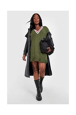 Boohoo Plus Knitted Distressed Oversized Jumper Dress