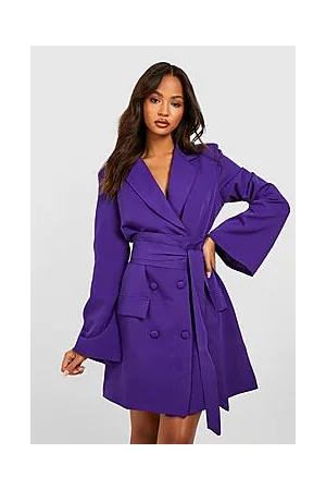 Boohoo Obi Tie Waist Flared Sleeve Blazer Dress