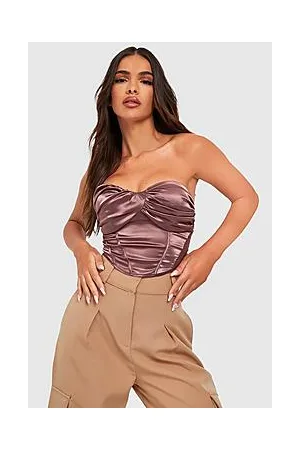 Boohoo Ruched Bust Satin Corset Top