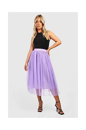 Boohoo Plus Tulle Mesh Midi Skirt