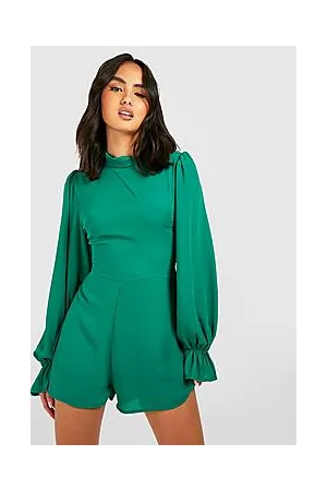 Boohoo Chiffon High Neck Playsuit
