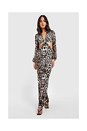 Boohoo Textured Leopard Cut Out Maxi Dress