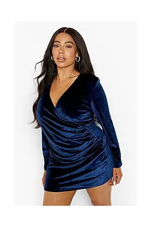 Boohoo Plus Velvet Wrap Dress