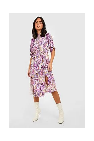 Boohoo Paisley Midi Shirt Dress