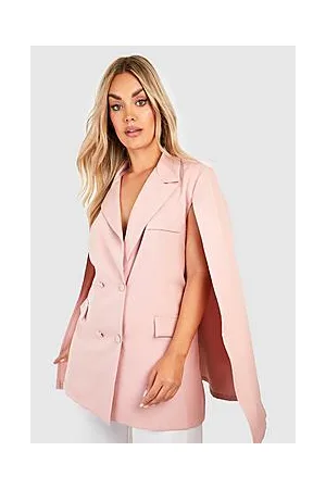 Boohoo Plus Cape Detail Double Breasted Blazer