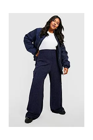 Boohoo Plus Pinstripe Wide Leg Cargo Trouser