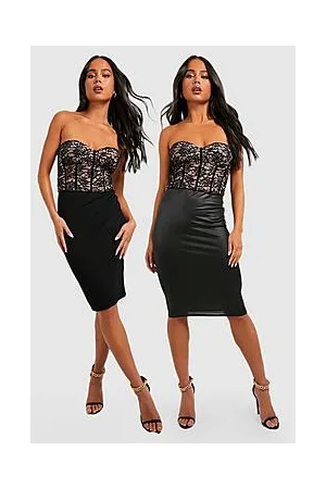 Boohoo Petite 2 Pack Wet Look Midi Skirt