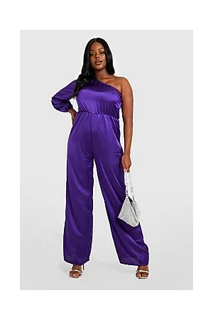 Boohoo Plus Asymmetric Wide Leg Belted Jumpsuit