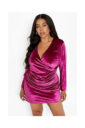 Boohoo Plus Velvet Wrap Dress