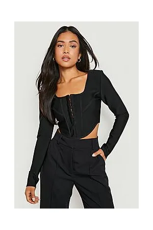 Boohoo Petite Bandage Long Sleeve Curved Hem Corset
