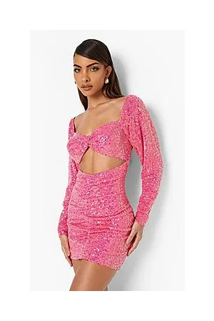 Boohoo Sequin Cut Out Twist Mini Party Dress
