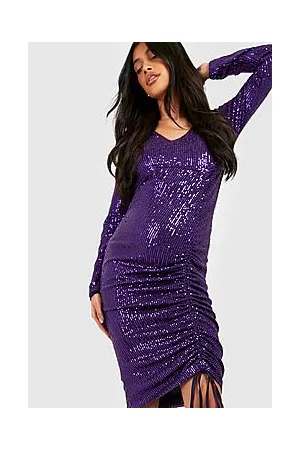 Boohoo Maternity Sequin Ruched Tie Midi Dress