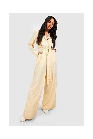Boohoo Woven Collared Wide Leg Jumpsuit