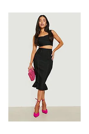 Boohoo Petite Bandage Top And Midi Skirt Co-ord