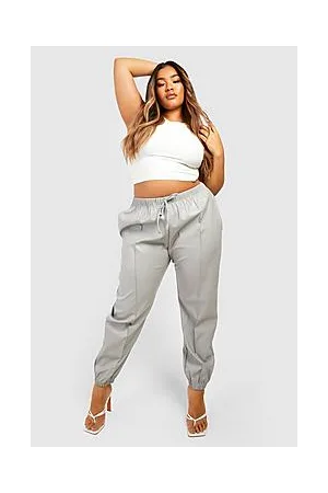 Boohoo Plus Pu Leather Look Cuffed Cargo Jogger Trousers