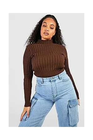 Boohoo Plus Two Tone Knit High Neck Jumper