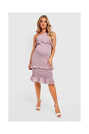Boohoo Maternity One Shoulder Shirred Midi Dress