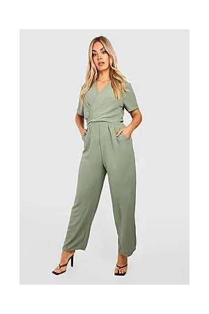 Boohoo Plus Woven Wrap Detail Tapered Jumpsuit