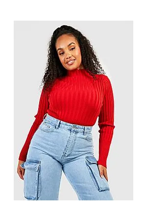 Boohoo Plus Two Tone Knit High Neck Jumper